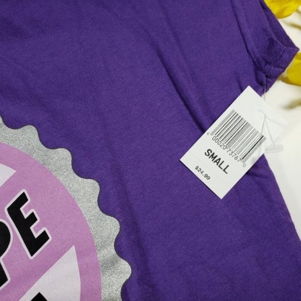 Disney Parks Grape Soda Tee Shirt Up Bottle Cap Pixar Knit Shirt Girls Blouse - Picture 3 of 8